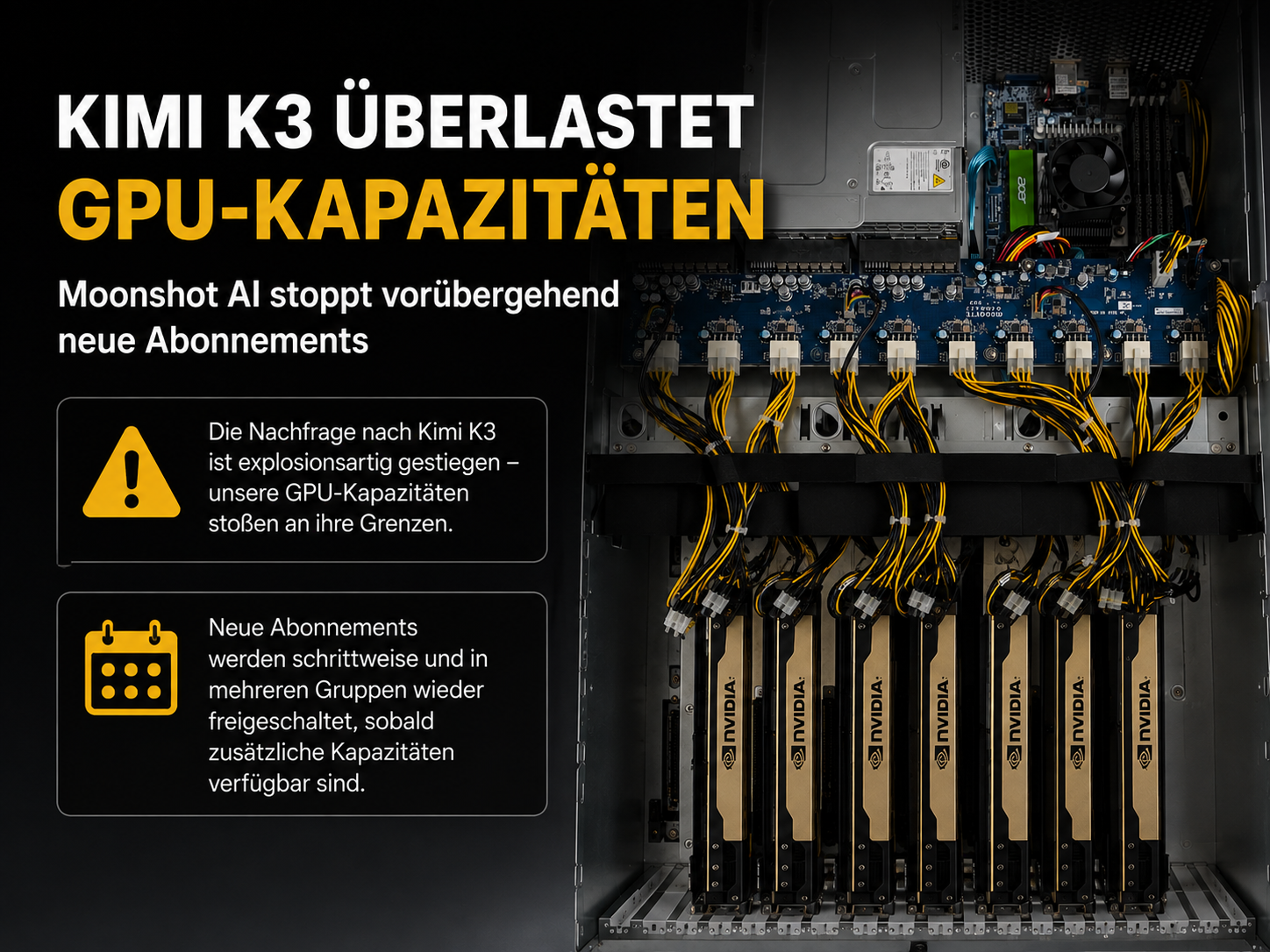 Kimi K3 überlastet GPU-Kapazitäten: Moonshot AI stoppt vorübergehend neue Abonnements